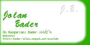 jolan bader business card